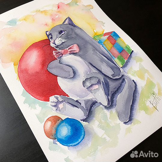 Картина Игрушки Акварелью 27х19см