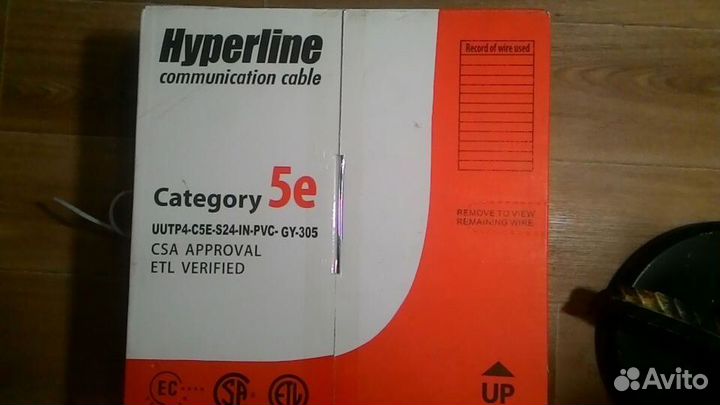 Витая пара медь Hyperline uutp4-C5E-S24-IN-PVC-GY