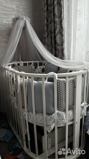 Детская кроватка трансформер круглая