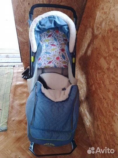 Детские санки коляска с колесами