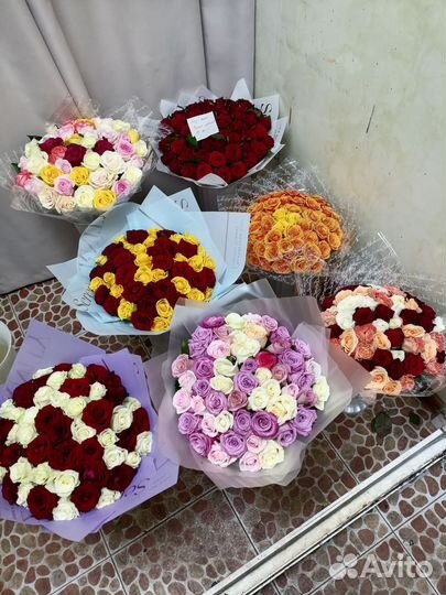 51 роза, букеты ростом 30,40,50см