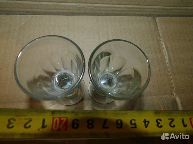 2 Антикварные, водочные рюмки лафитника ри,шлифова