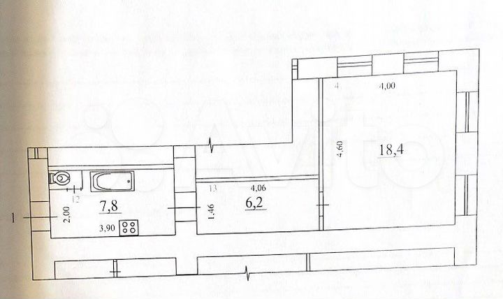 1-к. квартира, 32,4 м², 1/2 эт.
