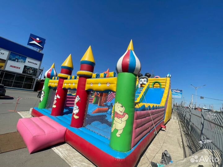Детский надувной батут с горкой