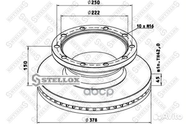 85-00812-SX диск тормозной c ABS 378/150x45 10