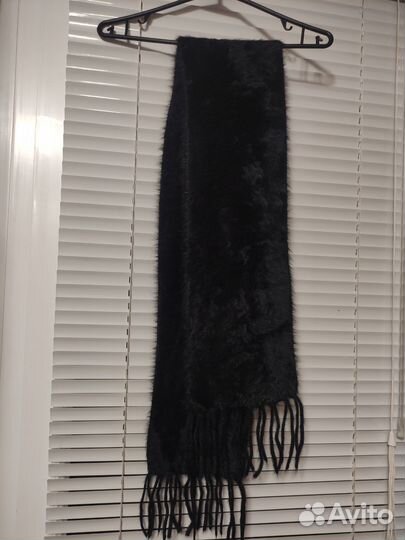 Шарф из ангоры и шерсти новый черный