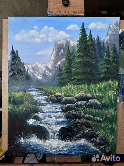 Картина маслом на холсте, горный пейзаж