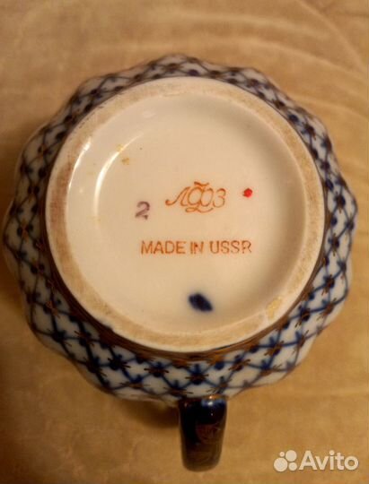 Чайный сервиз ссср, лфз. Фарфор. Кобальтовая сетка