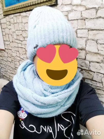 Комплект шапка и снуд женский