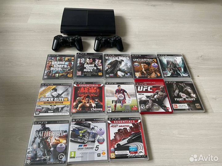 Sony PlayStation 3 не прошитая + 13 игр