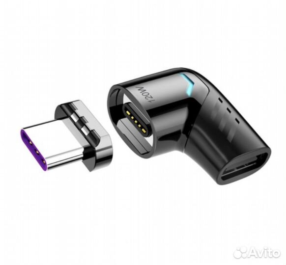 Магнитный переходник Macbook Type-C угловой 120W Ч