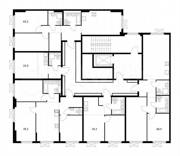 2-к. квартира, 68,4 м², 2/9 эт.