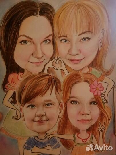 Портрет по фото шаржи на заказ