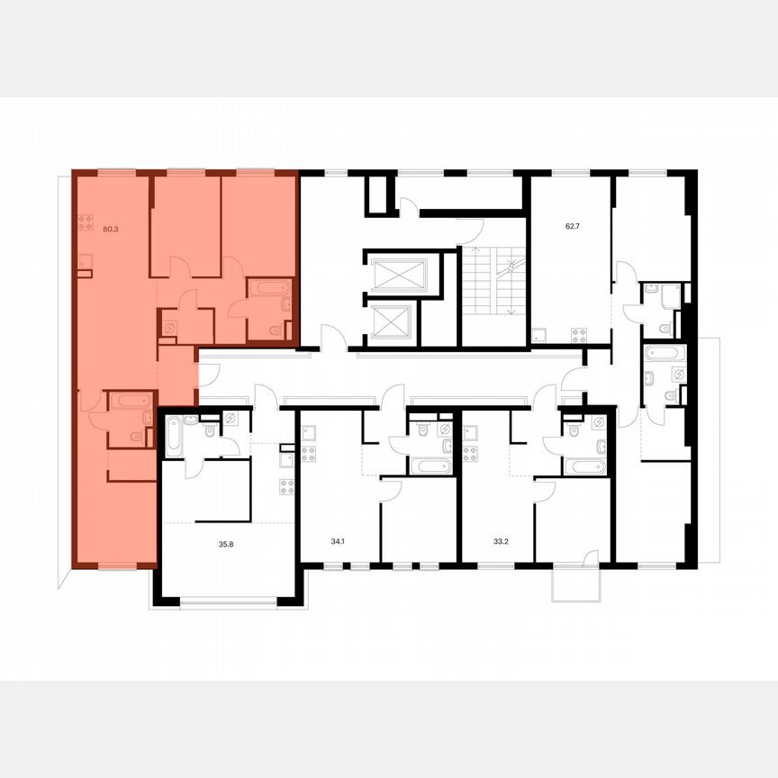 3-к. квартира, 80,3 м², 2/12 эт.