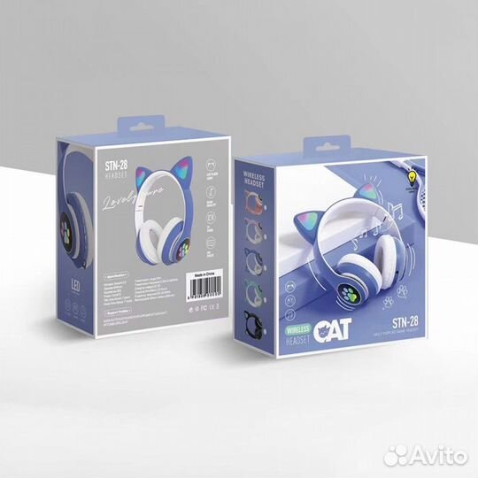 Детские светящиеся беспроводные наушники с ушками