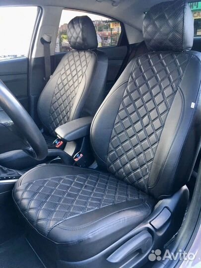 Авточехлы из экокожи 3D Ромб - Toyota Camry XV70