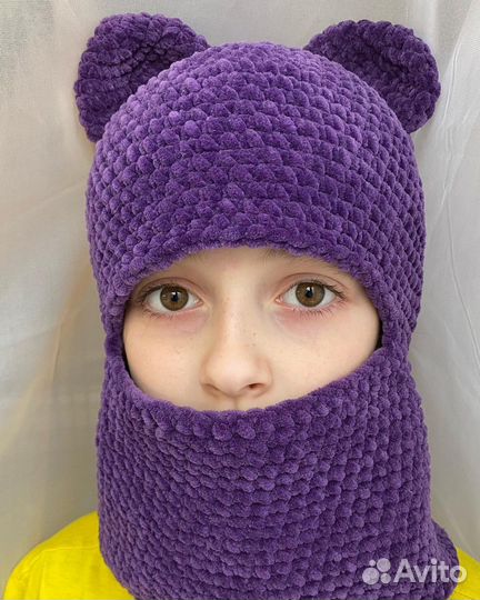 Балаклава вязаная с ушками