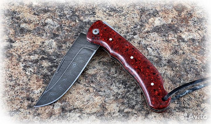 Складной нож Таежник, сталь дамаск, рукоять наклад