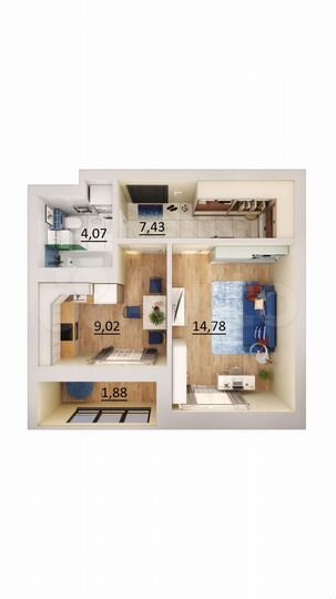 1-к. квартира, 37,2 м², 14/17 эт.