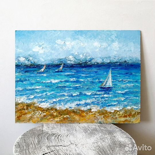 Морской пейзаж масло Яхты на море