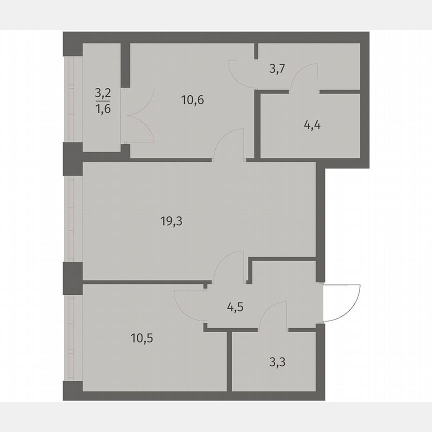 2-к. квартира, 57,9 м², 9/11 эт.