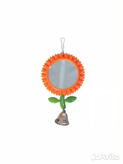 Игрушка для птиц Кеша зеркало-подсолнух с колоколь