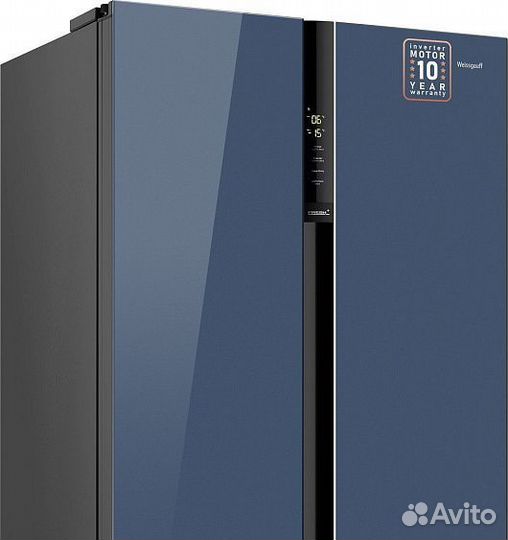 Холодильник weissgauff wsbs 600 NoFrost Inverter Blue Glass