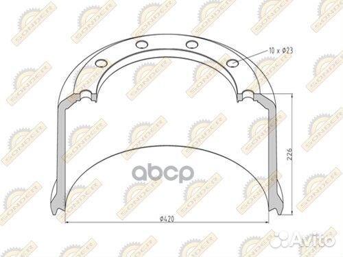 Барабан торм. BPW D420 H229 накл.180 420x180/192