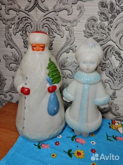Дед мороз и снегурочка СССР пластик