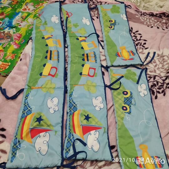 Бортики в детскую кроватку + постельное белье