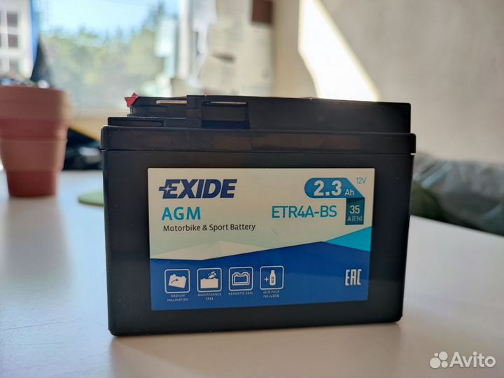 Аккумуляторная батарея мото exide 2,3 А/ч