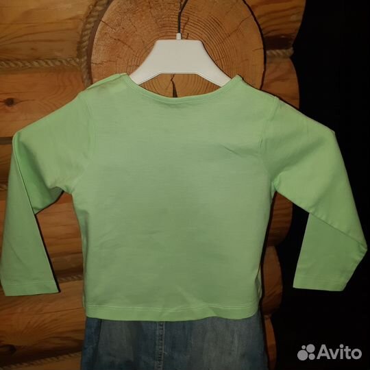 Джинсовыйсарафан и лонгслив для девочки