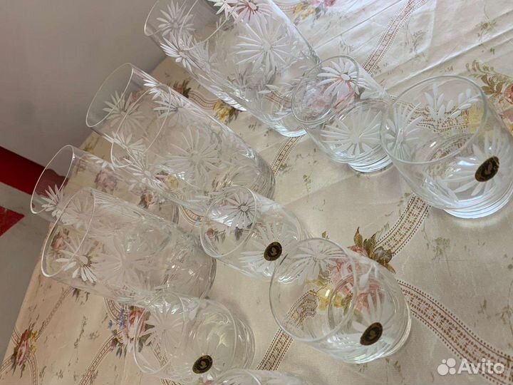 Стеклянные стаканы для соков и рюмки, набор 12 шт