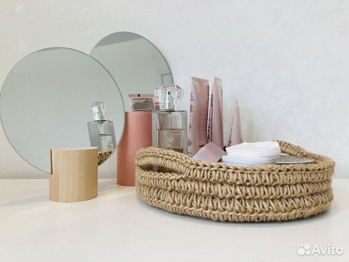 Корзинка-поднос из джута