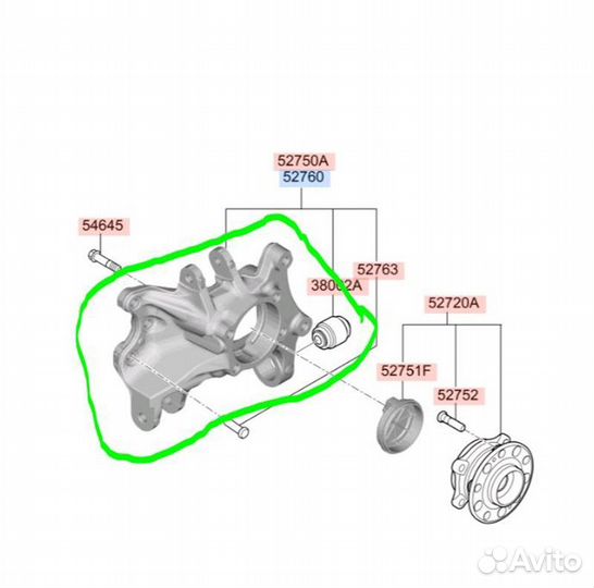 Кулак поворотный задний правый Hyundai Santa Fe TM