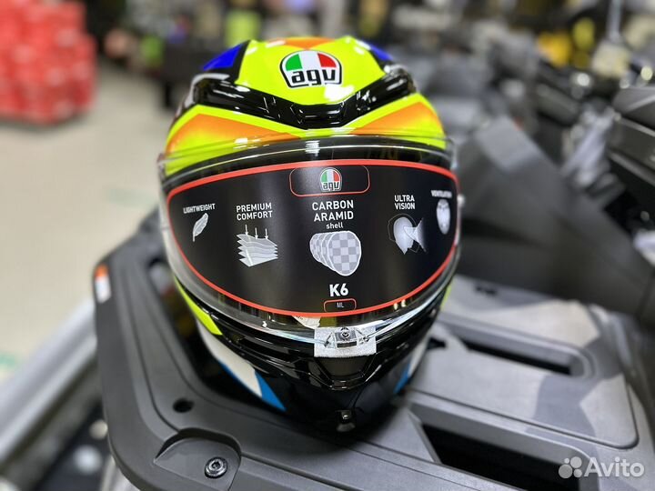 Шлем AGV K6 Joan Черный / Синий / Желтый Оригинал