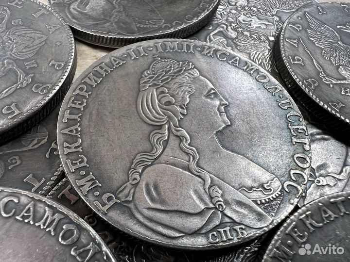 Монета рубль 1780 Екатерина вторая посеребрянная