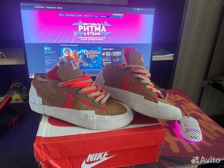 Кроссовки Sacai x nike blazer low british tan