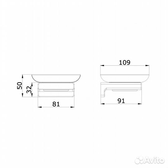 Мыльница настенная, стеклянная Vieir V5203-C цвет черный