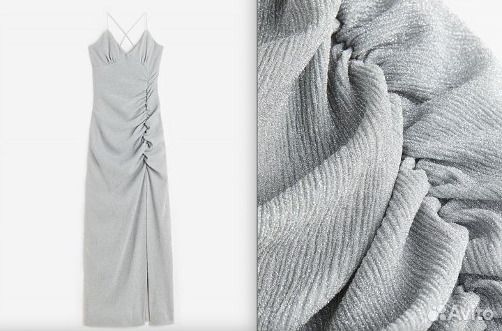 HM Glittery slip dress платье комбинация XS