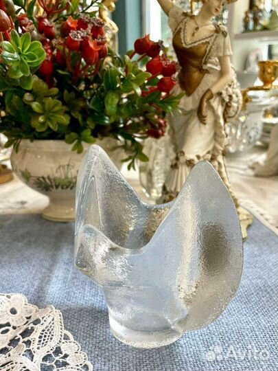 Подсвечник морозное стекло Винтаж