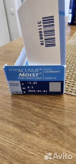 Линзы 6шт контактные acuvue moist 1day -3.25