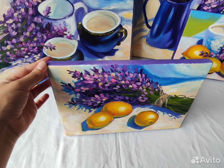 Картина маслом на холсте натюрморт лаванда