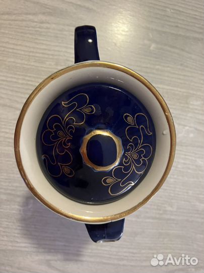 Чайник- кувшин Кобальт СССР золочение фарфор