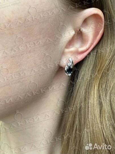 Золотые серьги с сапфирами 585 / 6.06 гр