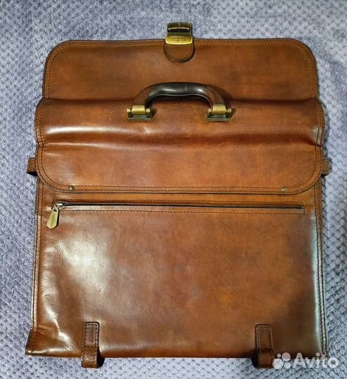 Мужской кожаный портфель коричневый Италия