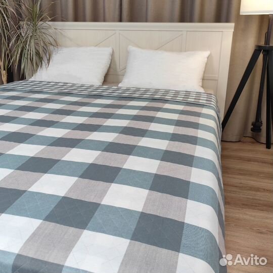 Покрывало клетка зеленый 200см*230см бесплатная до