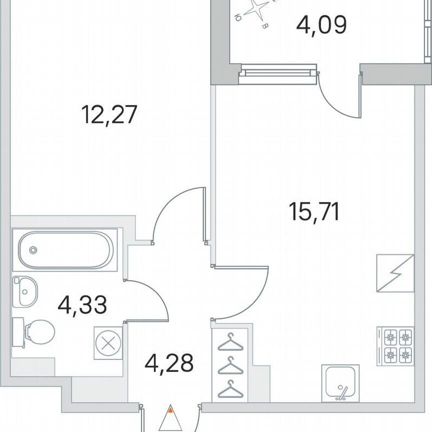 1-к. квартира, 38,6 м², 3/5 эт.