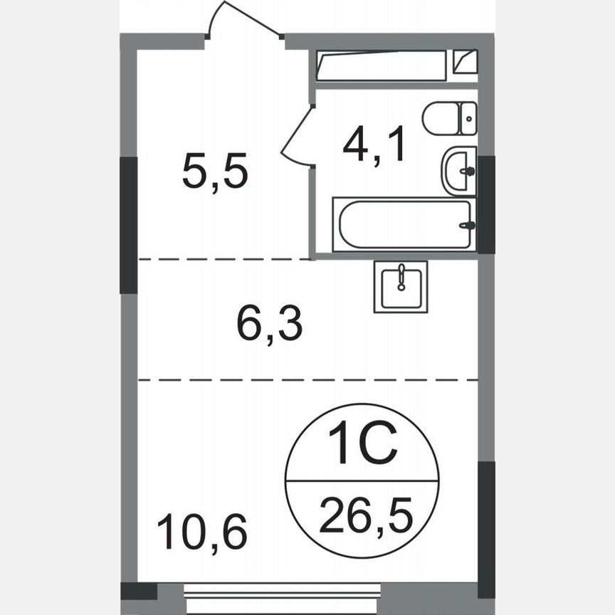 1-к. квартира, 26,5 м², 13/17 эт.