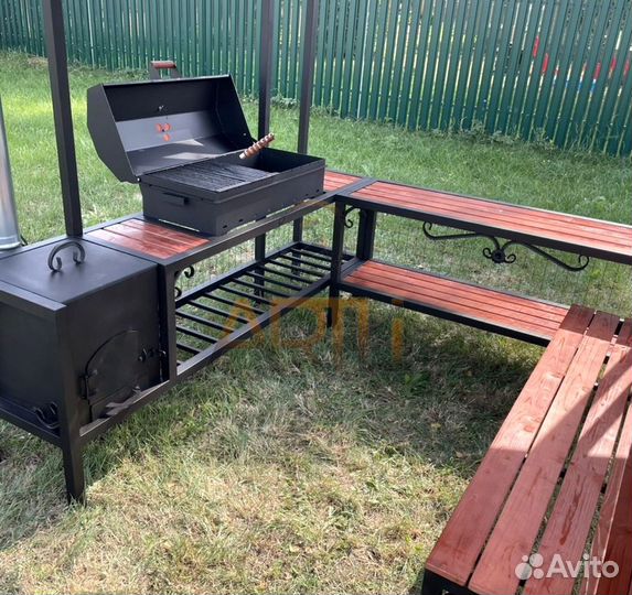 Мангал с печью под казан 